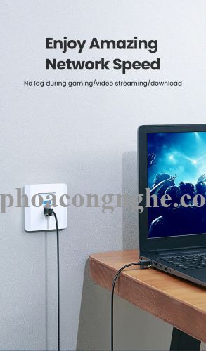 Ugreen 80414 0.5M 10Gbps màu đen cáp mạng CAT7 siêu mỏng nhỏ 0.38mm NW149 30080414